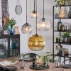 Koyoto Lampadario a sospensione, Lampada a sfera, Lampada a sospensione a cluster Ambrato, Oro, Chiaro, Grigio fumo, 4-Luci