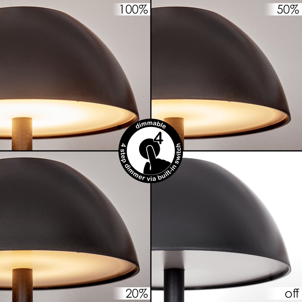 Laken Lampada da tavolo per esterno, Illuminazione bagno, Lampada da tavolo LED Nero, 1-Luce