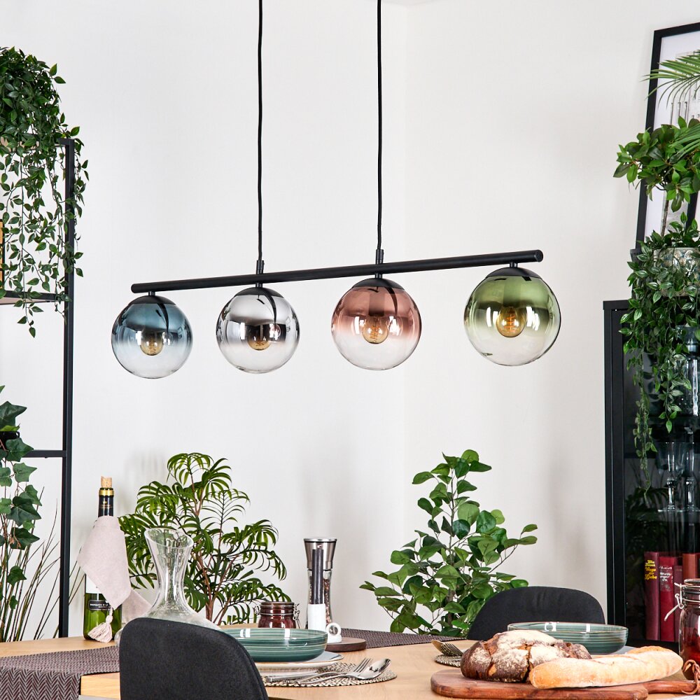 Gastor Lampadario a sospensione, Lampada a sfera, Lampada a sospensione Blu, Cromo, Verde, Chiaro, Ramato, Grigio fumo, 4-Luci