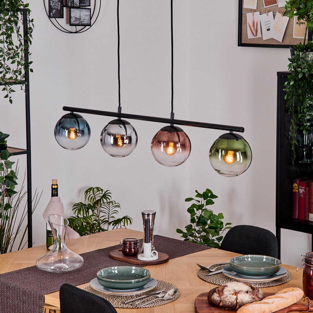 Gastor Lampadario a sospensione, Lampada a sfera, Lampada a sospensione Blu, Cromo, Verde, Chiaro, Ramato, Grigio fumo, 4-Luci