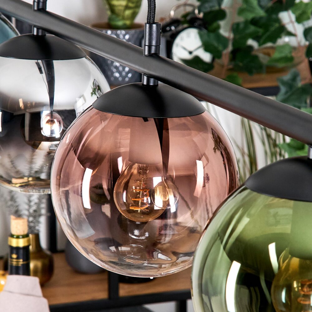 Gastor Lampadario a sospensione, Lampada a sfera, Lampada a sospensione Blu, Cromo, Verde, Chiaro, Ramato, Grigio fumo, 4-Luci