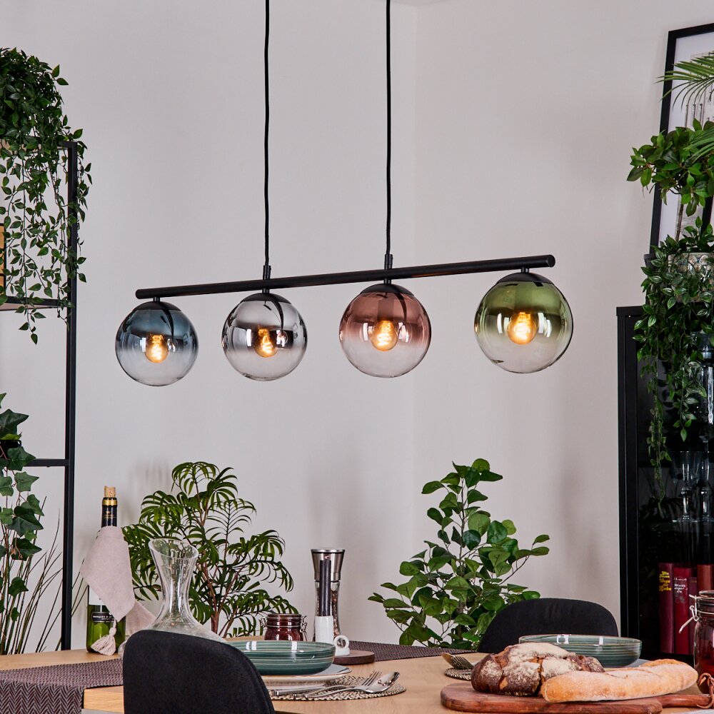 Gastor Lampadario a sospensione, Lampada a sfera, Lampada a sospensione Blu, Cromo, Verde, Chiaro, Ramato, Grigio fumo, 4-Luci