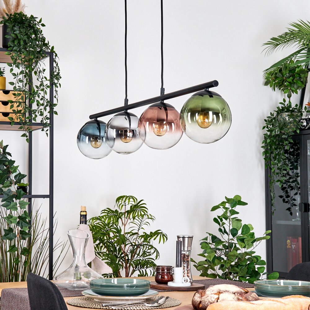Gastor Lampadario a sospensione, Lampada a sfera, Lampada a sospensione Blu, Cromo, Verde, Chiaro, Ramato, Grigio fumo, 4-Luci