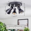 Farel Plafoniera, Faretto da soffitto Cromo, Nero, 3-Luci
