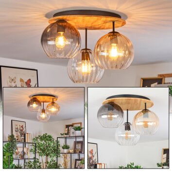 Koyoto Plafoniera, Lampada a sfera 40 cm Écru, Nero, 3-Luci