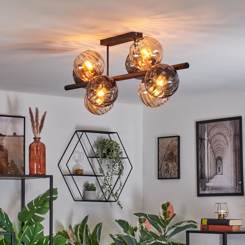 Koyoto Plafoniera, Lampada a sfera Ambrato, Grigio fumo, 8-Luci