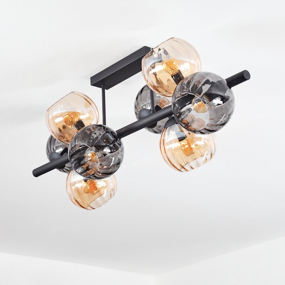 Koyoto Plafoniera, Lampada a sfera Ambrato, Grigio fumo, 8-Luci