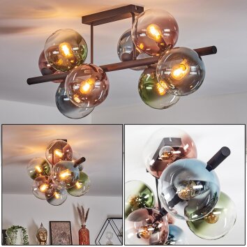 Gastor Plafoniera, Lampada a sfera Blu, Verde, Chiaro, Ramato, 8-Luci