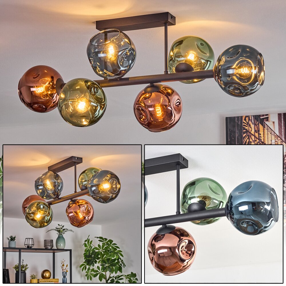 Ripoll Plafoniera, Lampada a sfera Blu, Verde, Ramato, 6-Luci main product photo