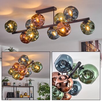 Ripoll Plafoniera, Lampada a sfera Blu, Verde, Ramato, 10-Luci