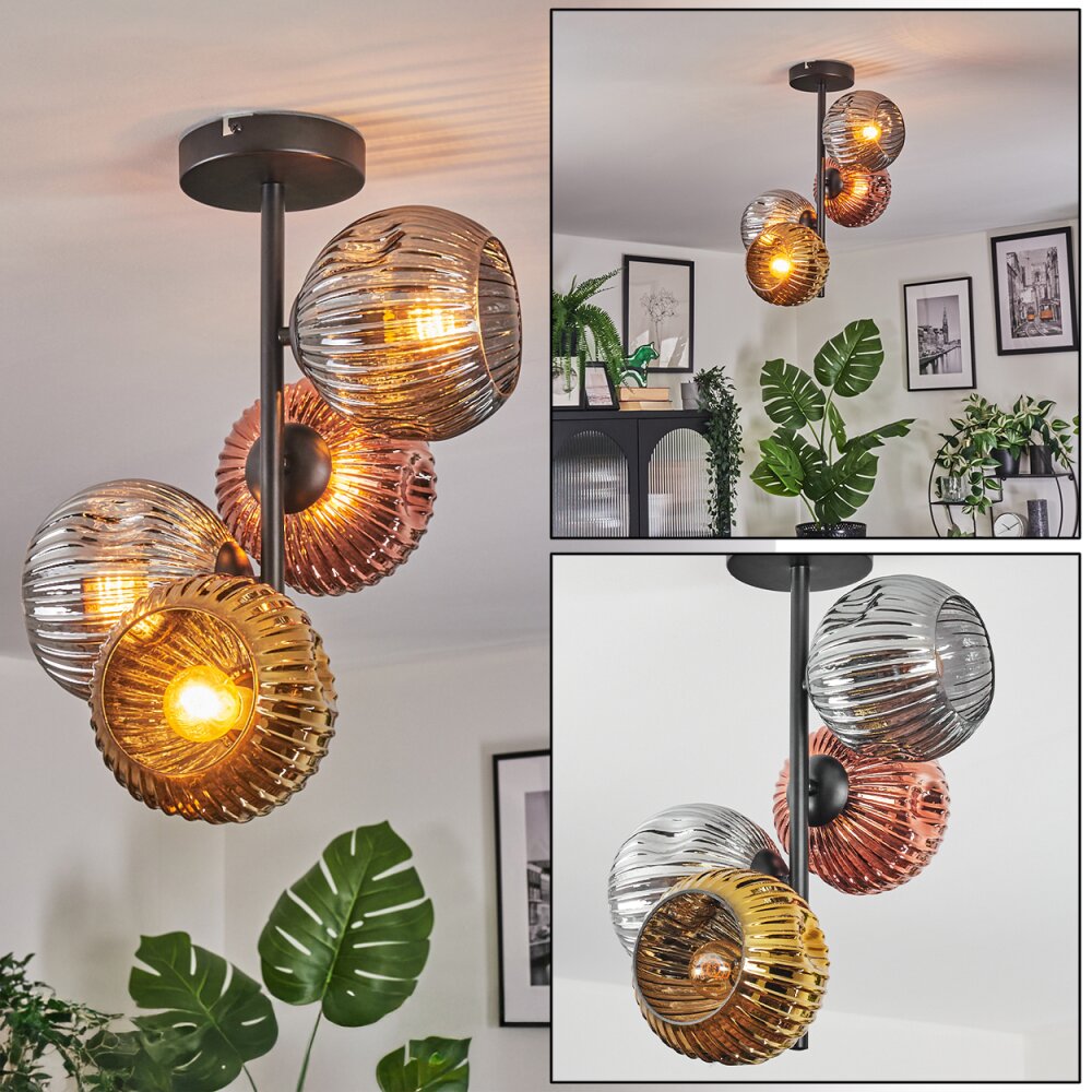 Ripoll Plafoniera, Lampada a sfera Oro, Ramato, Grigio fumo, 4-Luci main product photo