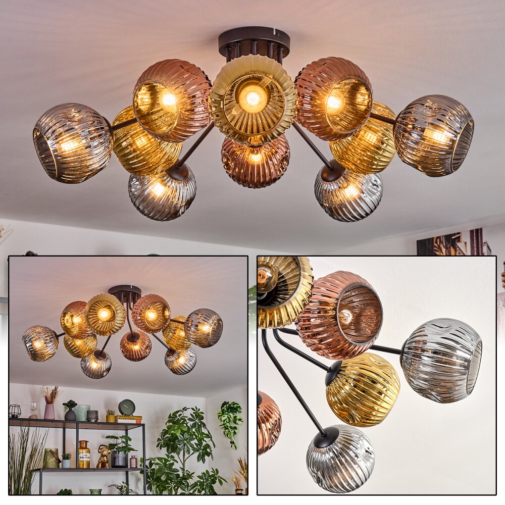 Ripoll Plafoniera, Lampada a sfera Oro, Ramato, Grigio fumo, 10-Luci main product photo