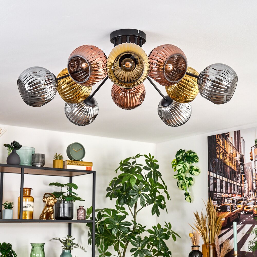Ripoll Plafoniera, Lampada a sfera Oro, Ramato, Grigio fumo, 10-Luci