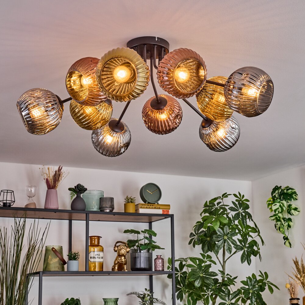 Ripoll Plafoniera, Lampada a sfera Oro, Ramato, Grigio fumo, 10-Luci