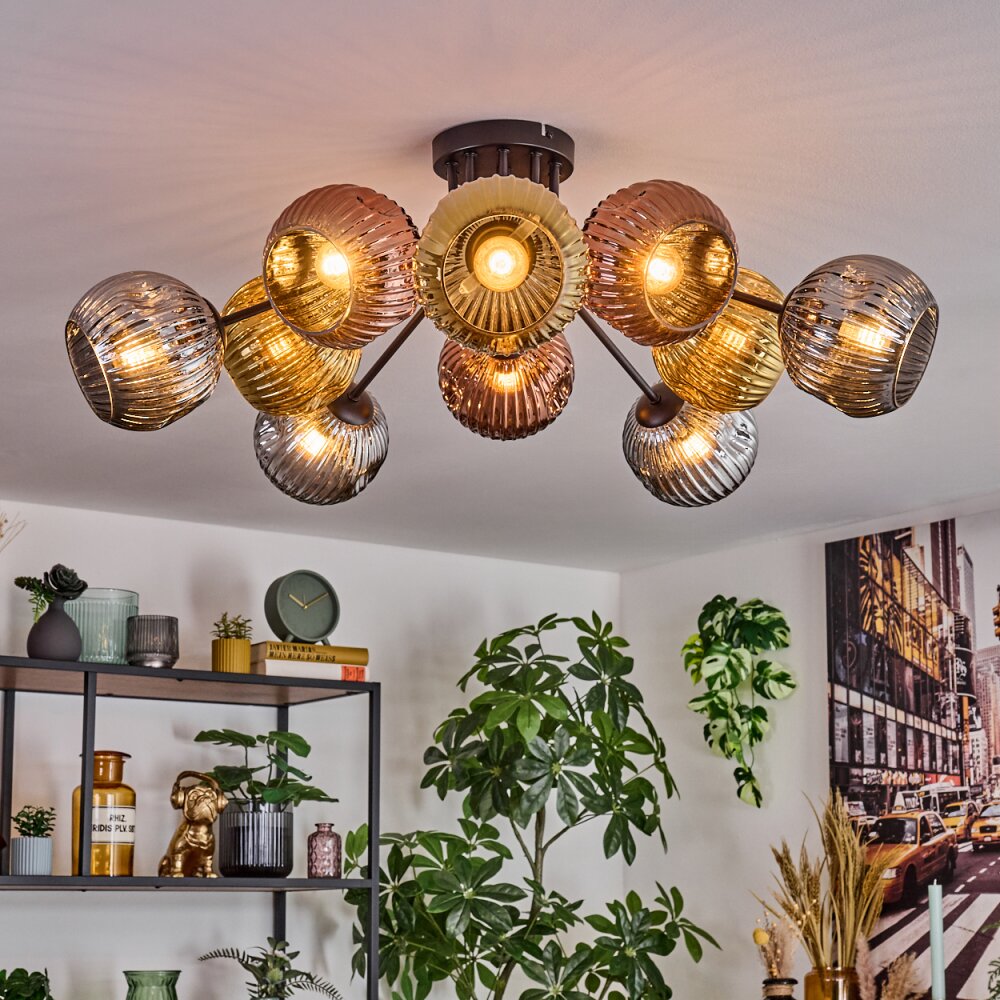 Ripoll Plafoniera, Lampada a sfera Oro, Ramato, Grigio fumo, 10-Luci