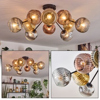 Ripoll Plafoniera, Lampada a sfera Oro, Chiaro, Ramato, Grigio fumo, 10-Luci