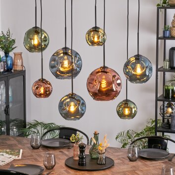 Ripoll Lampadario a sospensione, Lampada a sfera, Lampada a sospensione Blu, Verde, Ramato, 8-Luci