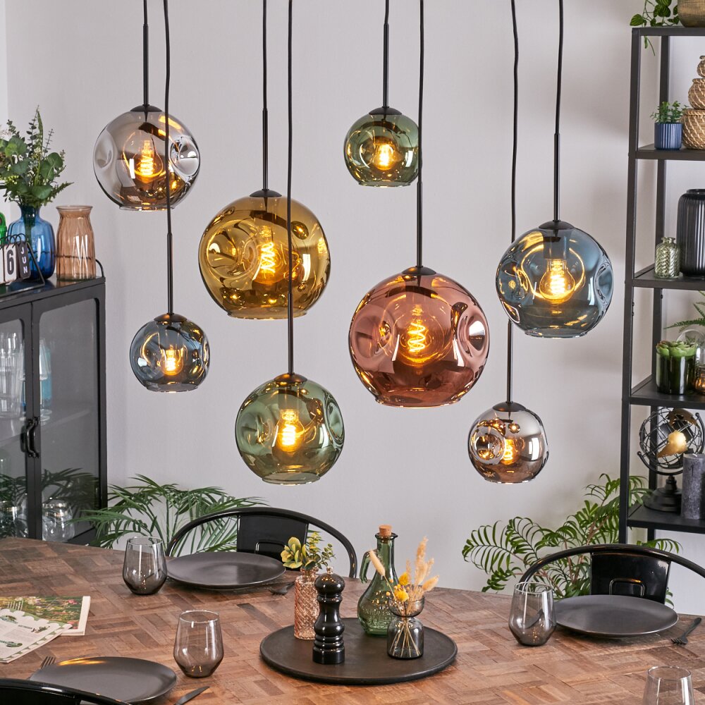 Ripoll Lampadario a sospensione, Lampada a sfera, Lampada a sospensione Blu, Cromo, Oro, Verde, Ramato, Grigio fumo, 8-Luci main product photo