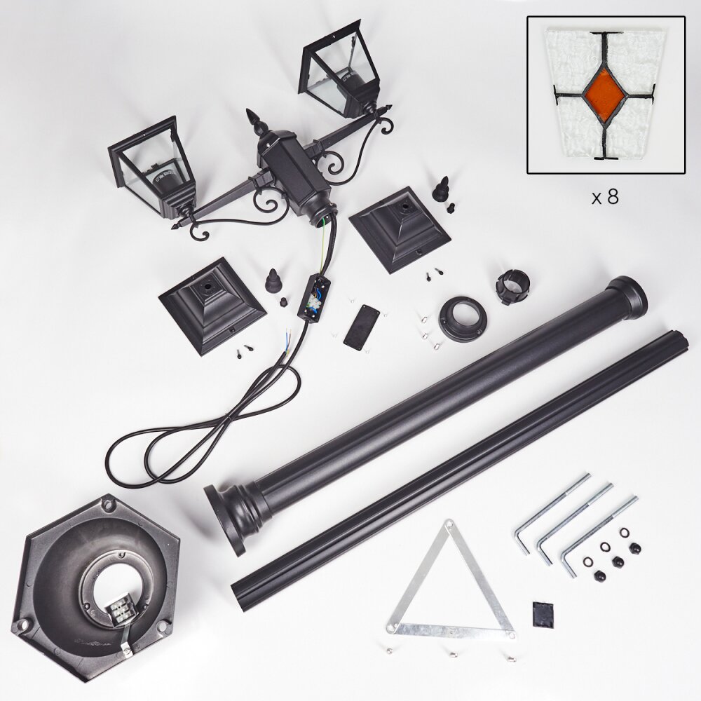 Naofe Lampione multibraccia, Illuminazione viale Nero, 2-Luci