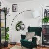 Bassagoda Lampada da terra, Lampade ad arco Cromo, Nero, 1-Luce, Paralume in tessuto