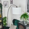 Bassagoda Lampada da terra, Lampade ad arco Cromo, Nero, 1-Luce, Paralume in tessuto