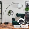 Bassagoda Lampada da terra, Lampade ad arco Cromo, Nero, 1-Luce, Paralume in tessuto