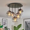 Koyoto Plafoniera, Lampada a sfera 45 cm Cromo, Chiaro, Grigio fumo, 5-Luci