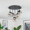 Koyoto Plafoniera, Lampada a sfera 45 cm Cromo, Chiaro, Grigio fumo, 5-Luci