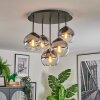 Koyoto Plafoniera, Lampada a sfera 45 cm Cromo, Chiaro, Grigio fumo, 5-Luci