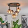 Koyoto Plafoniera, Lampada a sfera 45 cm Ambrato, Chiaro, Grigio fumo, 5-Luci