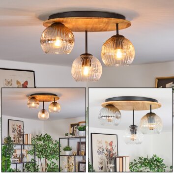 Ripoll Plafoniera, Lampada a sfera Écru, Nero, 3-Luci