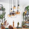 Koyoto Lampadario a sospensione, Lampada a sfera, Lampada a sospensione Ambrato, Chiaro, Grigio fumo, 6-Luci
