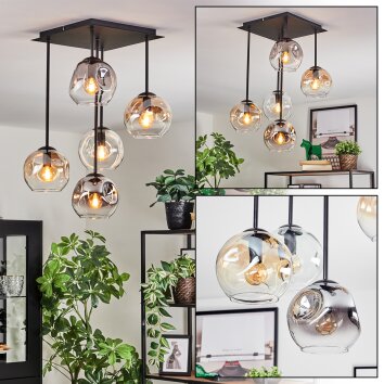 Ripoll Plafoniera, Lampada a sfera Ambrato, Chiaro, Grigio fumo, 5-Luci