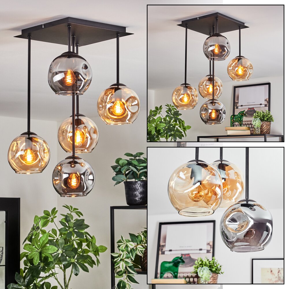 Ripoll Plafoniera, Lampada a sfera Ambrato, Grigio fumo, 5-Luci main product photo