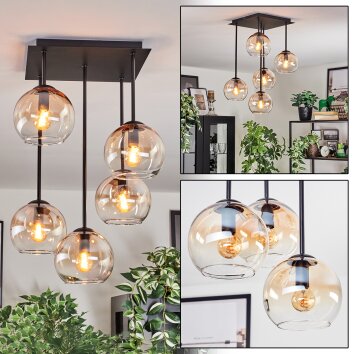 Koyoto Plafoniera, Lampada a sfera Ambrato, Chiaro, 5-Luci