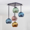 Koyoto Plafoniera, Lampada a sfera Blu, Oro, Verde, Ramato, 5-Luci