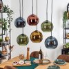 Koyoto Lampadario a sospensione, Lampada a sfera, Lampada a sospensione Blu, Oro, Verde, Ramato, 6-Luci