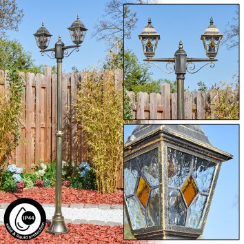 Naofe Lampione multibraccia, Illuminazione viale Marrone, Oro, 2-Luci