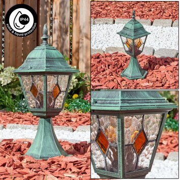 Naofe Lampada con piedistallo, Illuminazione viale Verde, Nero, 1-Luce