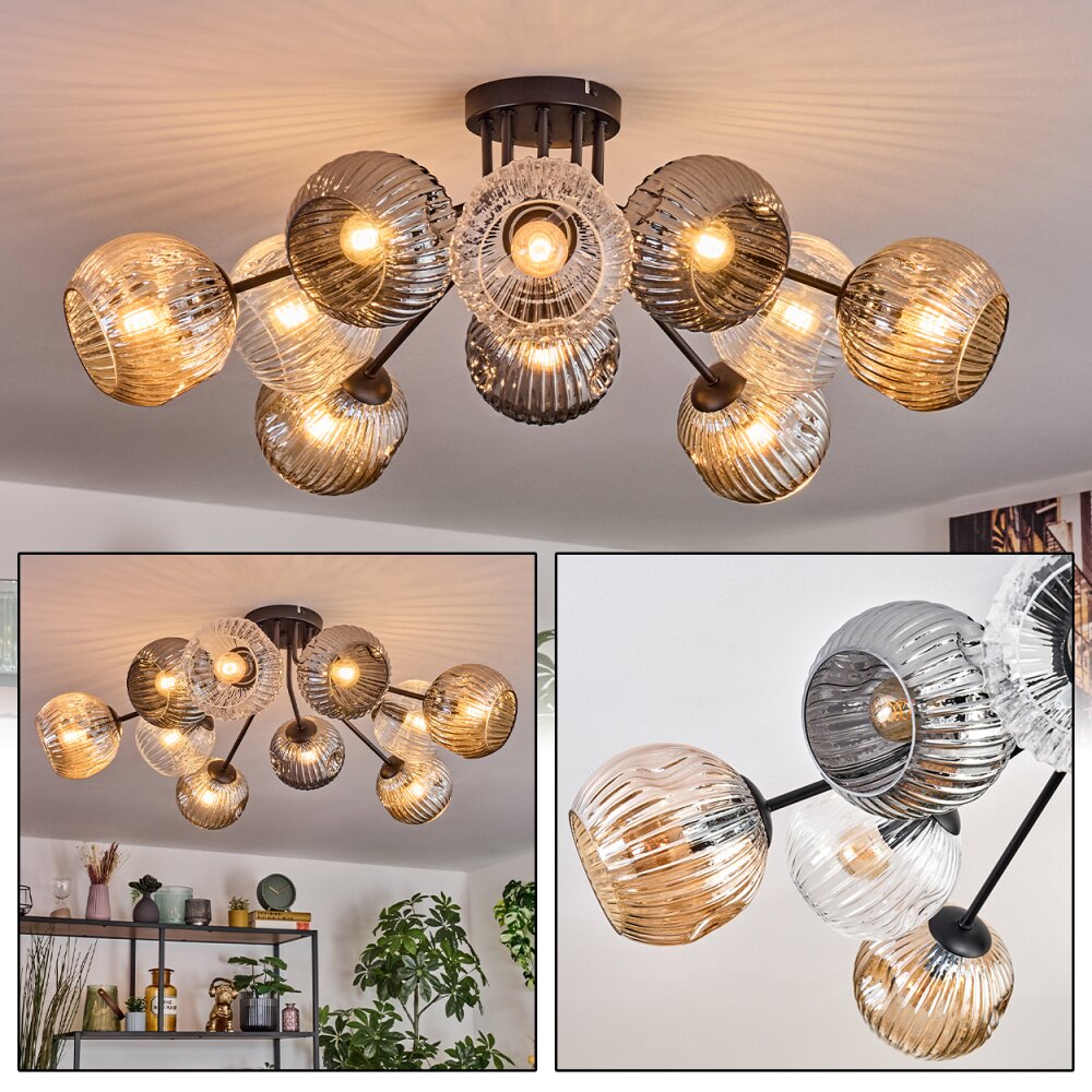 Ripoll Plafoniera, Lampada a sfera Ambrato, Chiaro, Grigio fumo, 10-Luci main product photo