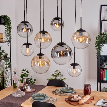 Gastor Lampadario a sospensione, Lampada a sfera, Lampada a sospensione Ambrato, Chiaro, Grigio fumo, 8-Luci