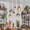 Koyoto Lampadario a sospensione, Lampada a sfera, Lampada a sospensione Ambrato, Chiaro, Grigio fumo, 6-Luci