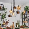 Koyoto Lampadario a sospensione, Lampada a sfera, Lampada a sospensione Ambrato, Cromo, Chiaro, Grigio fumo, 6-Luci