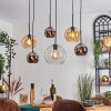 Koyoto Lampadario a sospensione, Lampada a sfera, Lampada a sospensione Ambrato, Cromo, Chiaro, Grigio fumo, 6-Luci