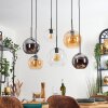 Koyoto Lampadario a sospensione, Lampada a sfera, Lampada a sospensione Ambrato, Cromo, Chiaro, Grigio fumo, 6-Luci