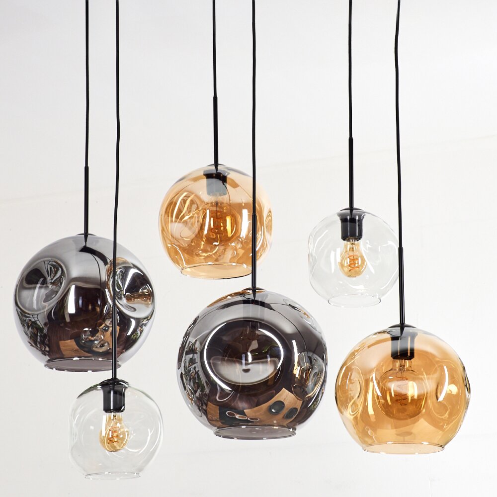 Ripoll Lampadario a sospensione, Lampada a sfera, Lampada a sospensione Ambrato, Chiaro, Grigio fumo, 6-Luci