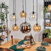 Koyoto Lampadario a sospensione, Lampada a sfera, Lampada a sospensione Ambrato, Cromo, Chiaro, Grigio fumo, 6-Luci