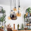 Koyoto Lampadario a sospensione, Lampada a sfera, Lampada a sospensione Ambrato, Cromo, Chiaro, Grigio fumo, 6-Luci