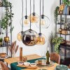Koyoto Lampadario a sospensione, Lampada a sfera, Lampada a sospensione Ambrato, Cromo, Chiaro, Grigio fumo, 6-Luci