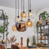 Koyoto Lampadario a sospensione, Lampada a sfera, Lampada a sospensione Ambrato, Cromo, Chiaro, Grigio fumo, 6-Luci